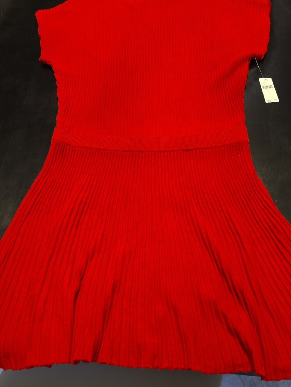 Anthropologie- New With Tags!! Vibrant Red Short-Sleeve Pleated  Dress